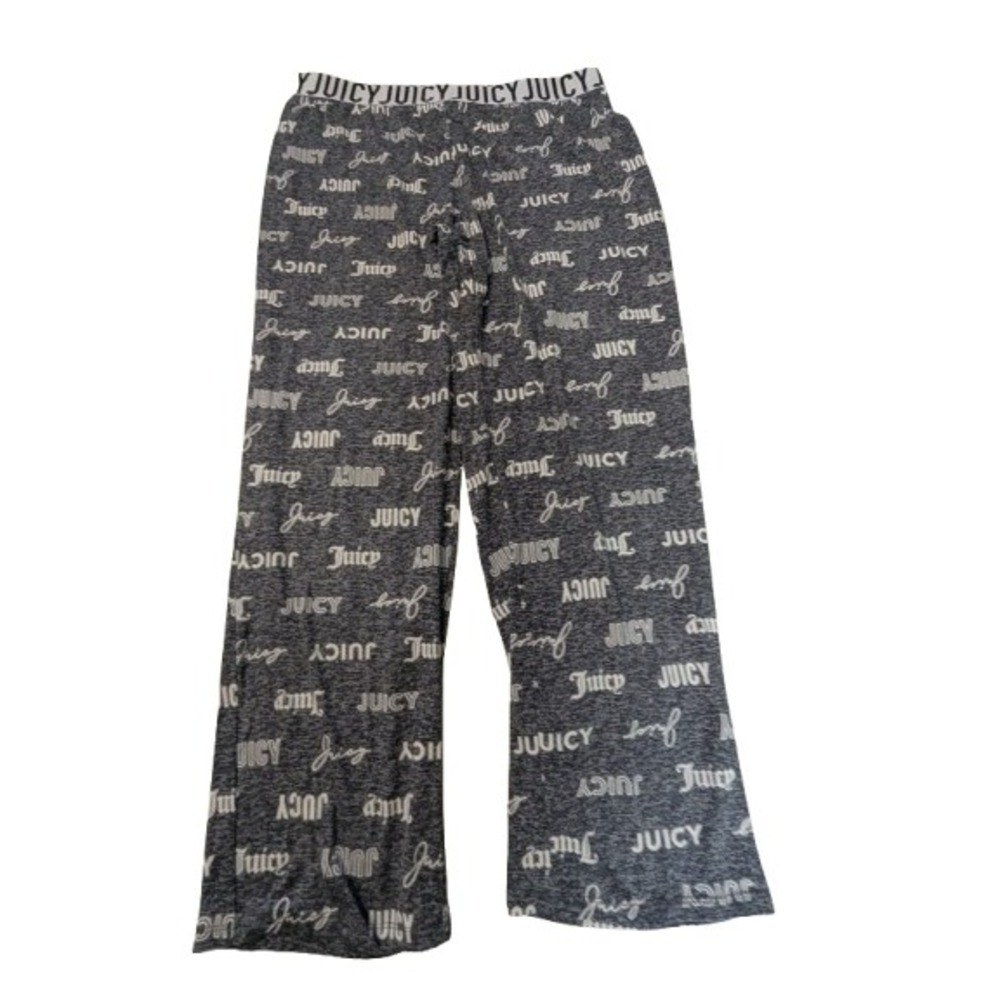 Juicy Couture Sleepwear Lounge Pants Women's Sze M  All Over Logo Print Wide Leg